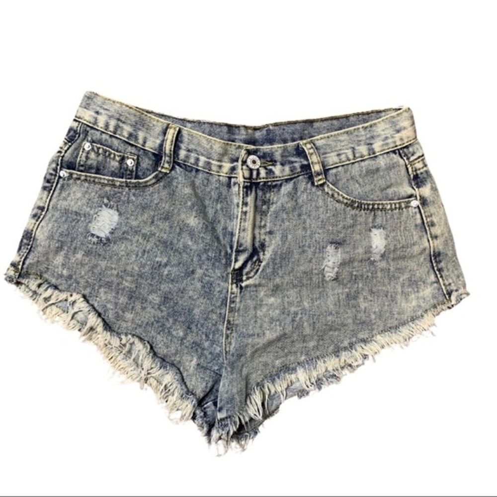 Gray Distressed Cutoffs shorts L